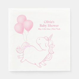 Pink Niedlich Balloon Unicorn Kinderdusche Serviette