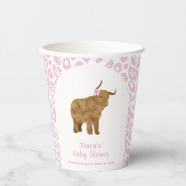 Pink Niedlich Boho Holy Cow Floral Girl Babydusche Pappbecher