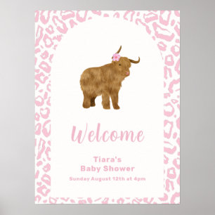 Pink Niedlich Boho Holy Cow Girl Babydusche Begrüß Poster