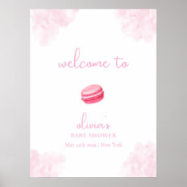 Pink Niedlich Bonjour Bébé Macaron Babydusche Empf Poster