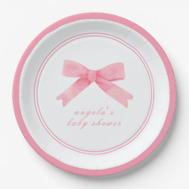 Pink Niedlich Bow Girl Babydusche Pappteller