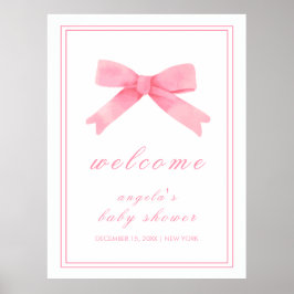 Pink Niedlich Bow Girl Babydusche Willkommen Poster