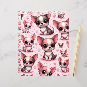 Pink Niedlich Chihuahua Dog Scrapbook Paper