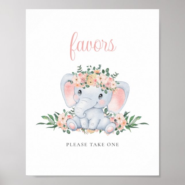 Pink Niedlich Elephant Girl Baby Shower Favorit Sc Poster (Vorne)
