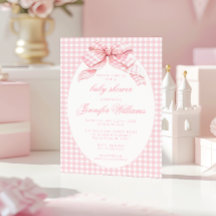 Pink Niedlich Gingham Coquette Bow Baby Girl Dusch