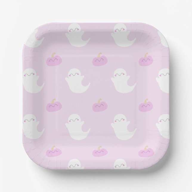 Pink Niedlich Halloween Pappteller (Vorderseite)