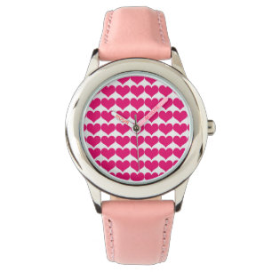 Pink Niedlich Hearts Muster beobachten Armbanduhr
