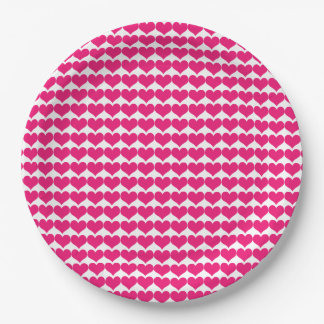 Pink Niedlich Hearts Muster Papier Teller