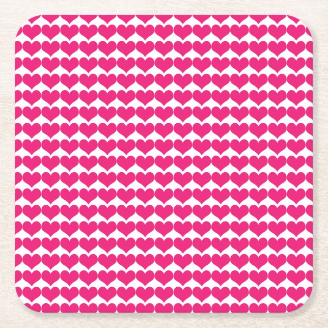 Pink Niedlich Hearts Muster Papier Untersetzer (Vorderseite)