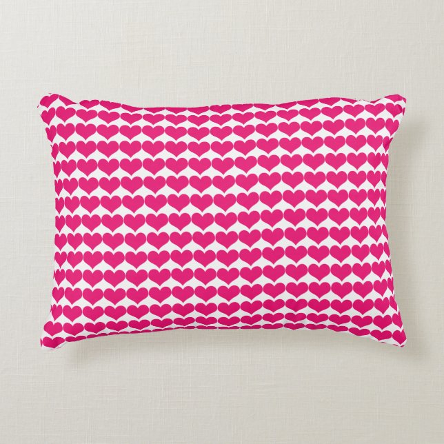 Pink Niedlich Hearts Muster Pillow Zierkissen (Vorderseite)