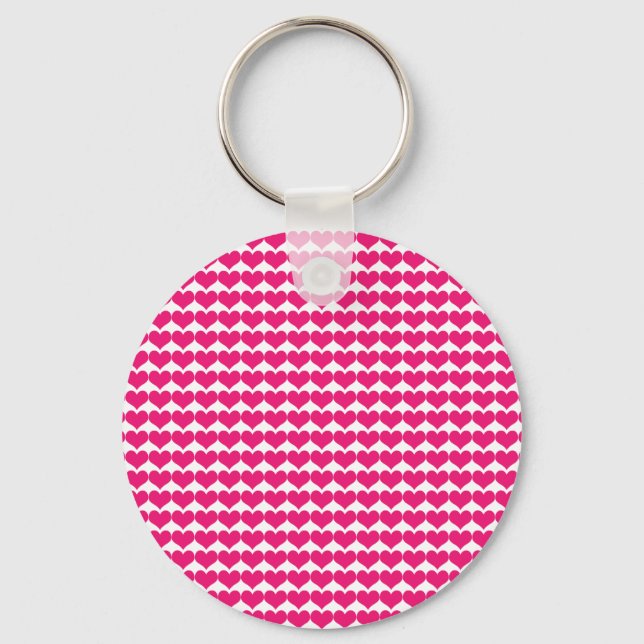 Pink Niedlich Hearts Muster Schlüsselanhänger (Vorderseite)