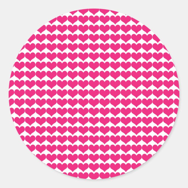 Pink Niedlich Hearts Muster Sticker (Vorderseite)