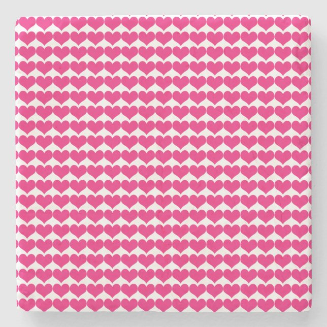 Pink Niedlich Hearts Muster Stone Untersetzer (Vorderseite)