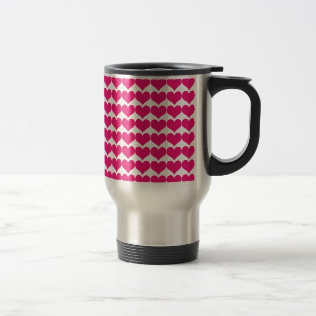 Pink Niedlich Hearts Muster Travel Mug Reisebecher (Rechts)
