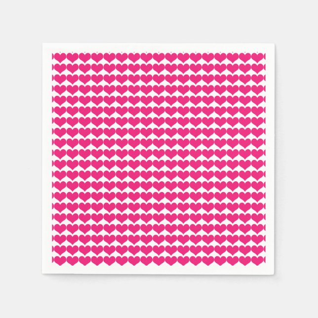 Pink Niedlich Hearts Musterpapier Napkins Serviette (Vorderseite)
