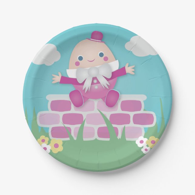 Pink Niedlich Humpty Dumpty Babydusche Pappteller (Vorderseite)