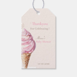 Pink Niedlich Ice Cream Baby Shower Tags Geschenkanhänger