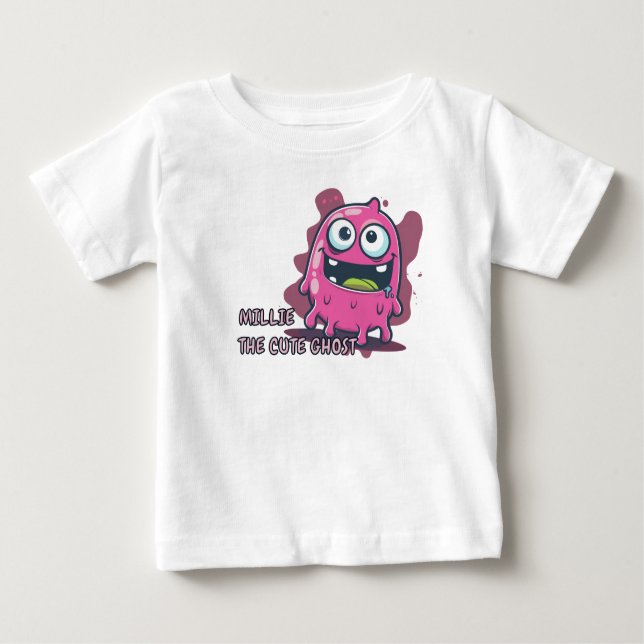 Pink Niedlich Kawaii Ghost Baby T-shirt (Vorderseite)