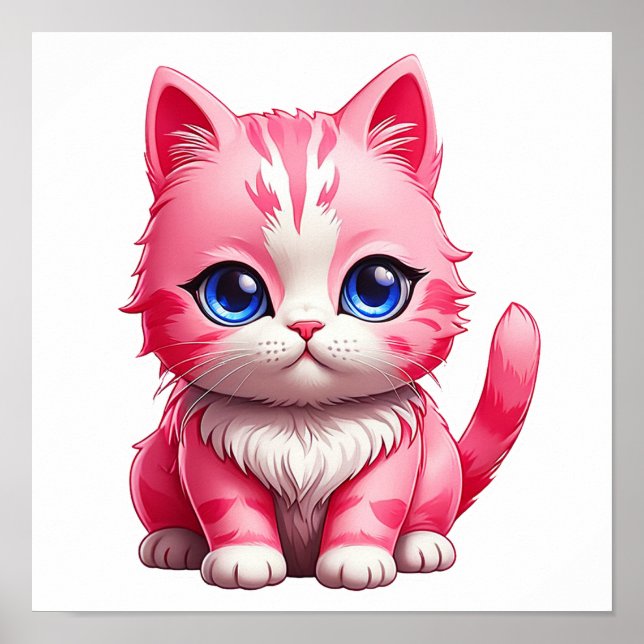 Pink Niedlich Kitty Cat Poster (Vorne)