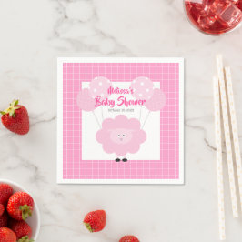 Pink Niedlich Lamb Modernes Script Einfache Babydu Serviette