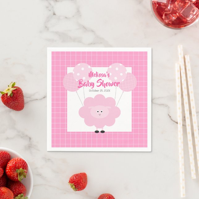 Pink Niedlich Lamb Modernes Script Einfache Babydu Serviette (Beispiel)