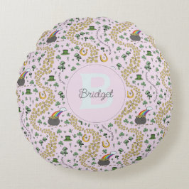 Pink Niedlich n' Curvy Kleeblatts Baby Name St Pat Rundes Kissen