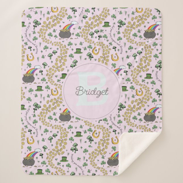 Pink Niedlich n' Curvy Kleeblatts Baby Name St Pat Sherpadecke (Vorderseite)