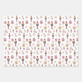 Pink Niedlich Nutcracker Zuckerhut Wasserfarbe Geschenkpapier Set