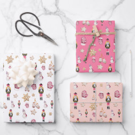 Pink Niedlich Nutcracker Zuckerhut Wasserfarbe Geschenkpapier Set