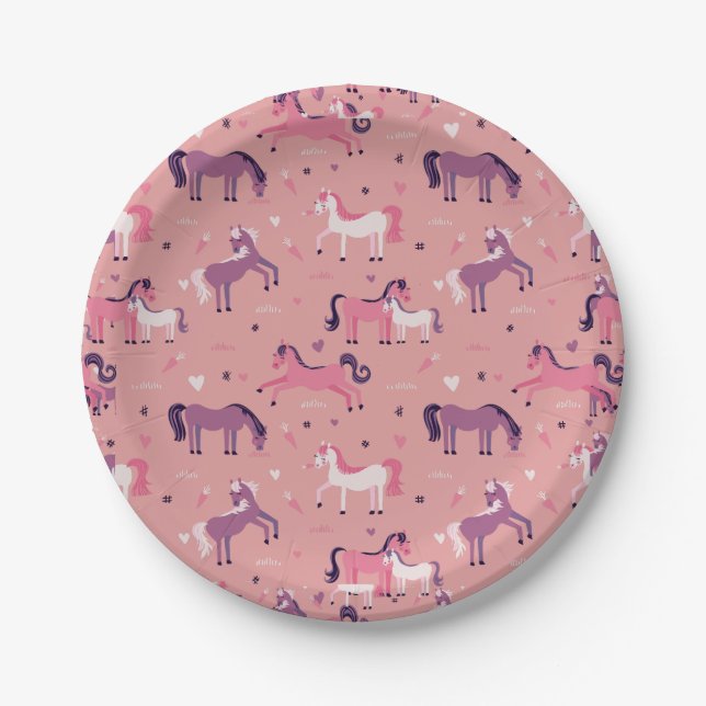 Pink Niedlich Pony Pappteller (Vorderseite)