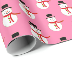 Pink   Niedlich Snow Man Weihnachts-Wrapper Geschenkpapier