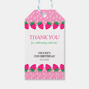 Pink Niedlich Strawberry Sweet Birthday Vielen Dan Geschenkanhänger