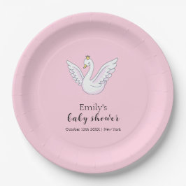 Pink Niedlich Sweet Princess Swan Baby Dusche Empf Pappteller
