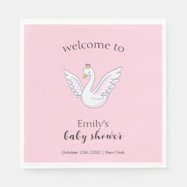 Pink Niedlich Sweet Princess Swan Baby Dusche Empf Serviette