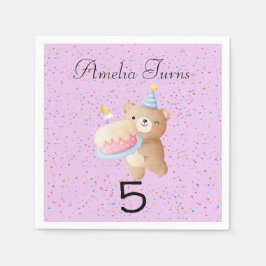 Pink Niedlich Teddy Bear Girls Birthday N Serviette