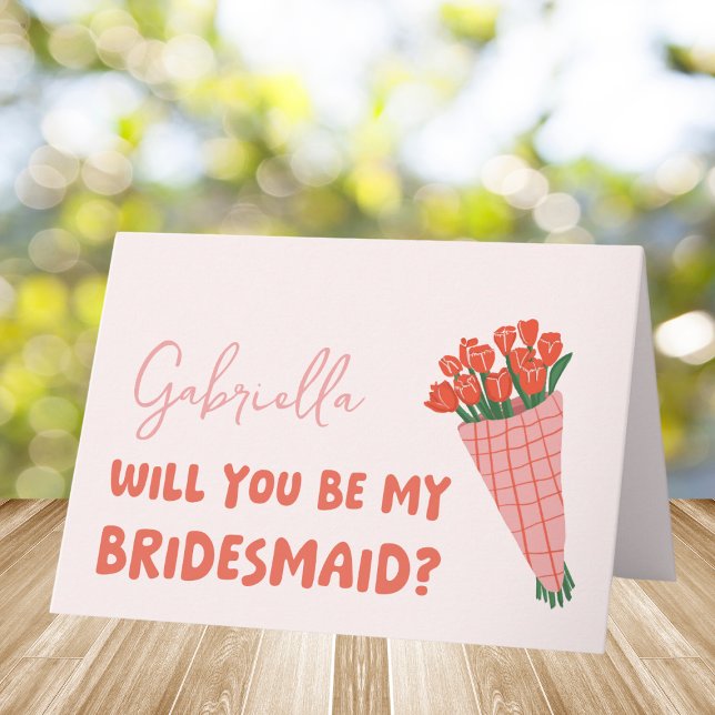 Pink Niedlich Tulip wird mein Vorschlag für eine Ü Karte (Pop the question to your bridesmaid with this adorable card! A perfect blend of florals and charm.)