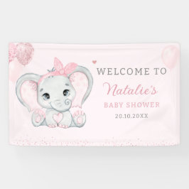Pink Niedlich Watercolor Elephant Girl Baby Dusche Banner