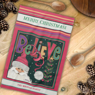 Pink Niedlich Whimsical Weihnachten Personalisiert Geschirrtuch