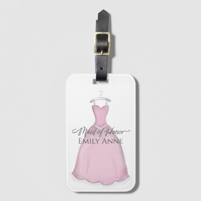 Pink Niedliche einfache Trauzeugin Bridesmaid Cust Gepäckanhänger (Vorderseite Vertikal)