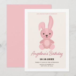 Pink niedliche Kaninchenpuppe Geburtstag Einladung
