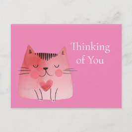Pink Niedliche Katze Denken Sie an Sie Postkarte