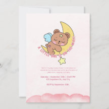 Pink Niedlicher Bär Watercolor Baby Dusche Party