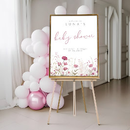Pink Niedliches Baby in Bloom Wildblume Willkommen Poster