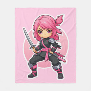 Pink Ninja Girl Fleecedecke