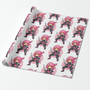 Pink Ninja Girl Geschenkpapier