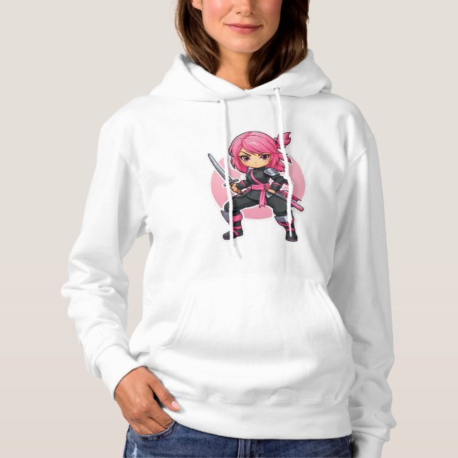 Pink Ninja Girl Hoodie (Vorderseite)