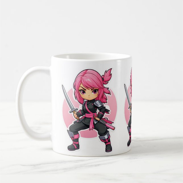 Pink Ninja Girl Kaffeetasse (Links)