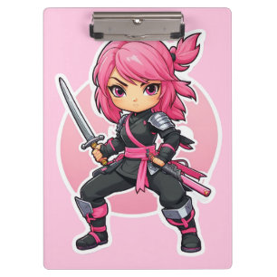 Pink Ninja Girl Klemmbrett