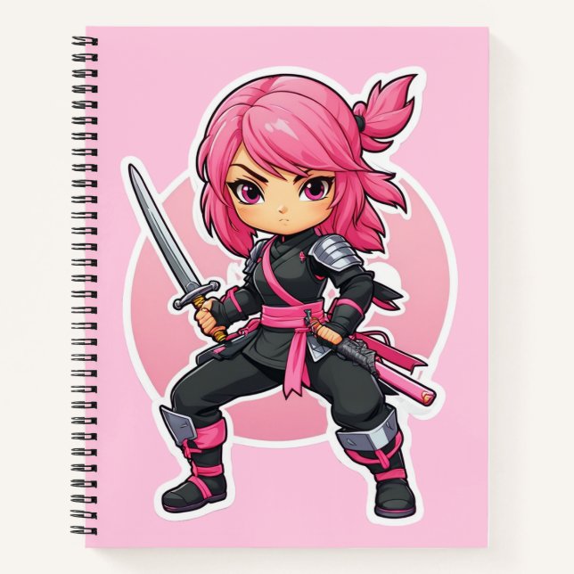 Pink Ninja Girl Notizbuch (Vorderseite)