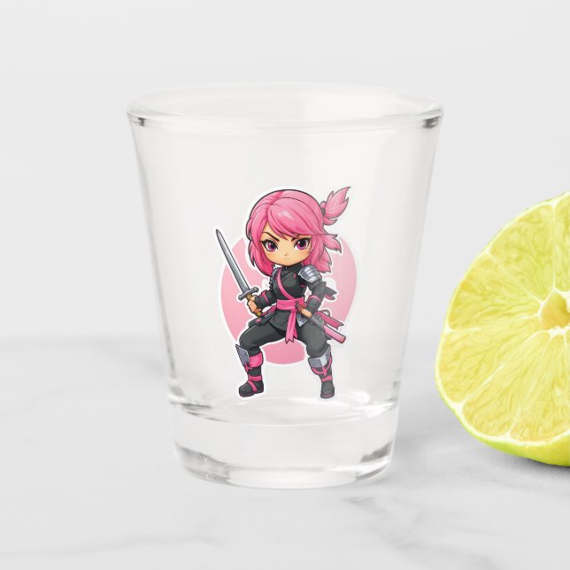 Pink Ninja Girl Schnapsglas (Vorderseite)